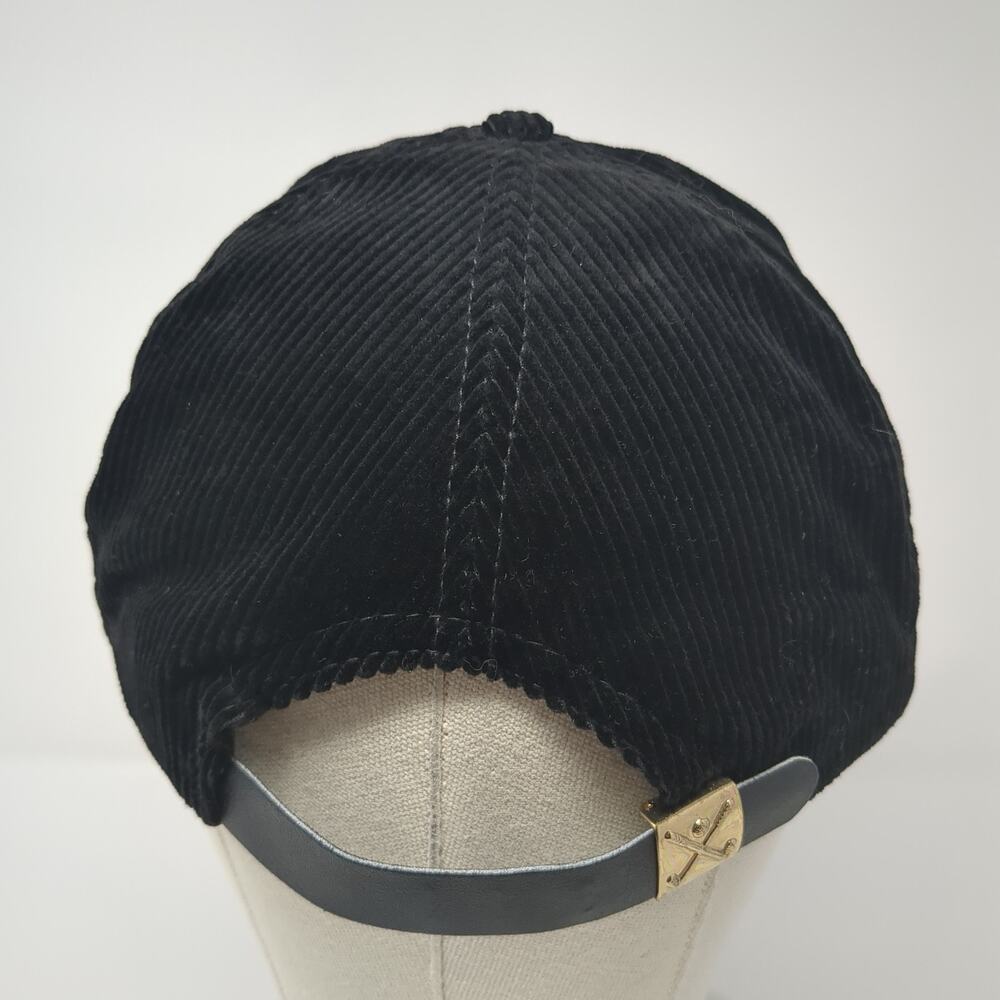 Coors Rodeo Slideback Hat Black One Size Solid Leather Strap Corduroy - Picture 5 of 8